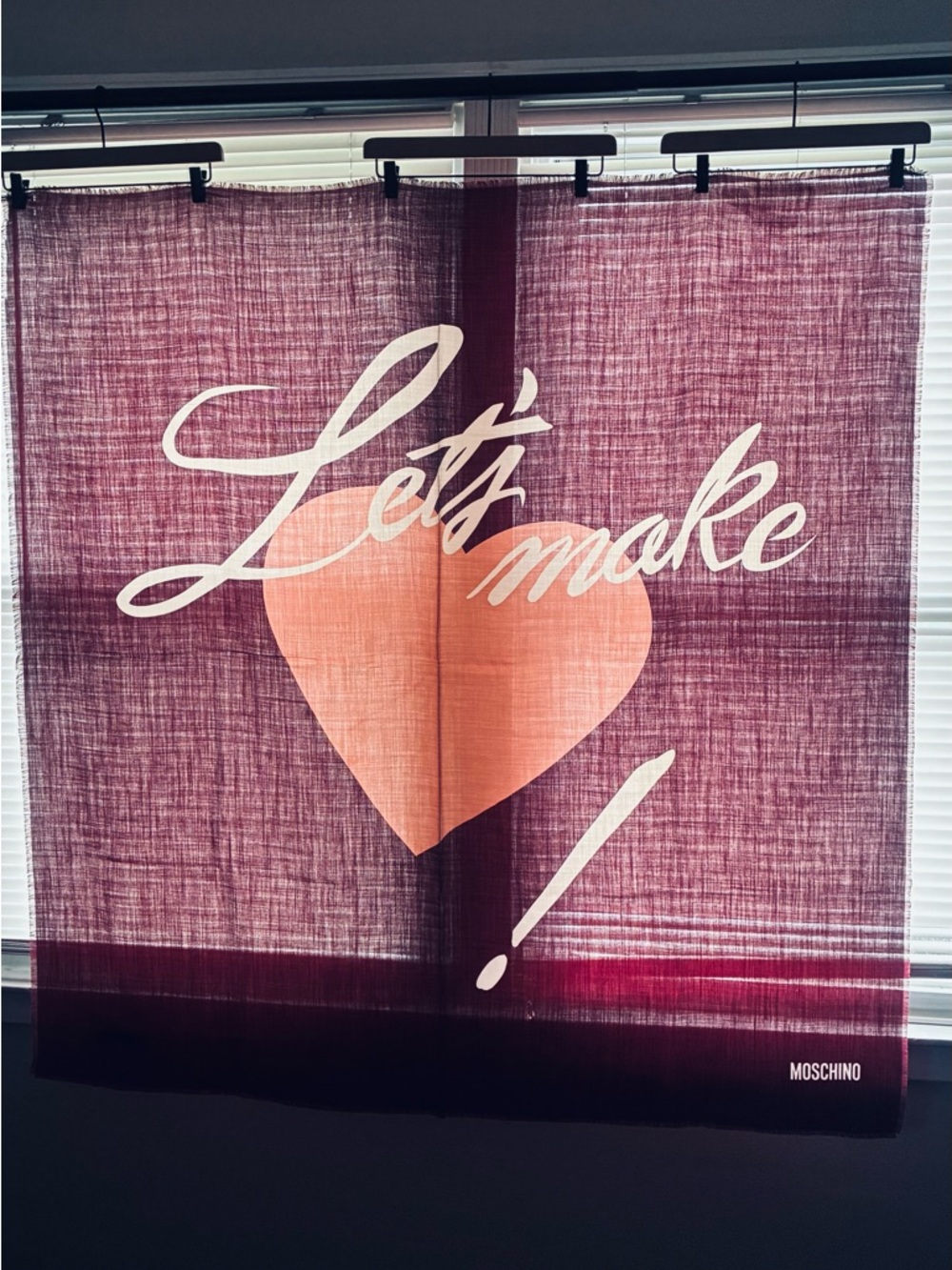 Moschino Archival "Let's Make Love!" Giant Square Shawl 52” x 52” Never Used